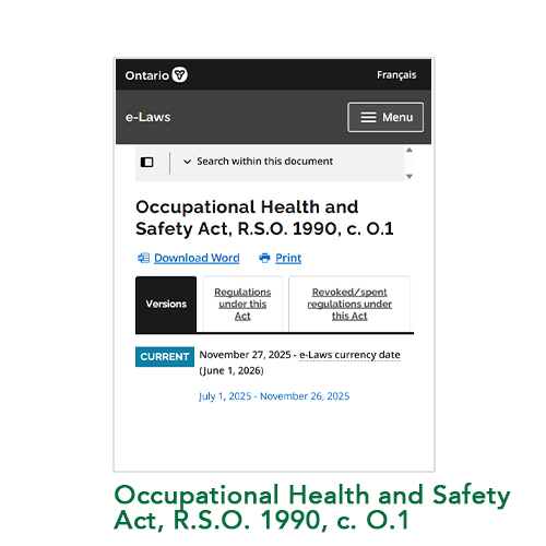 Occupational Health and Safety Act, R.S.O. 1990, c. O.1